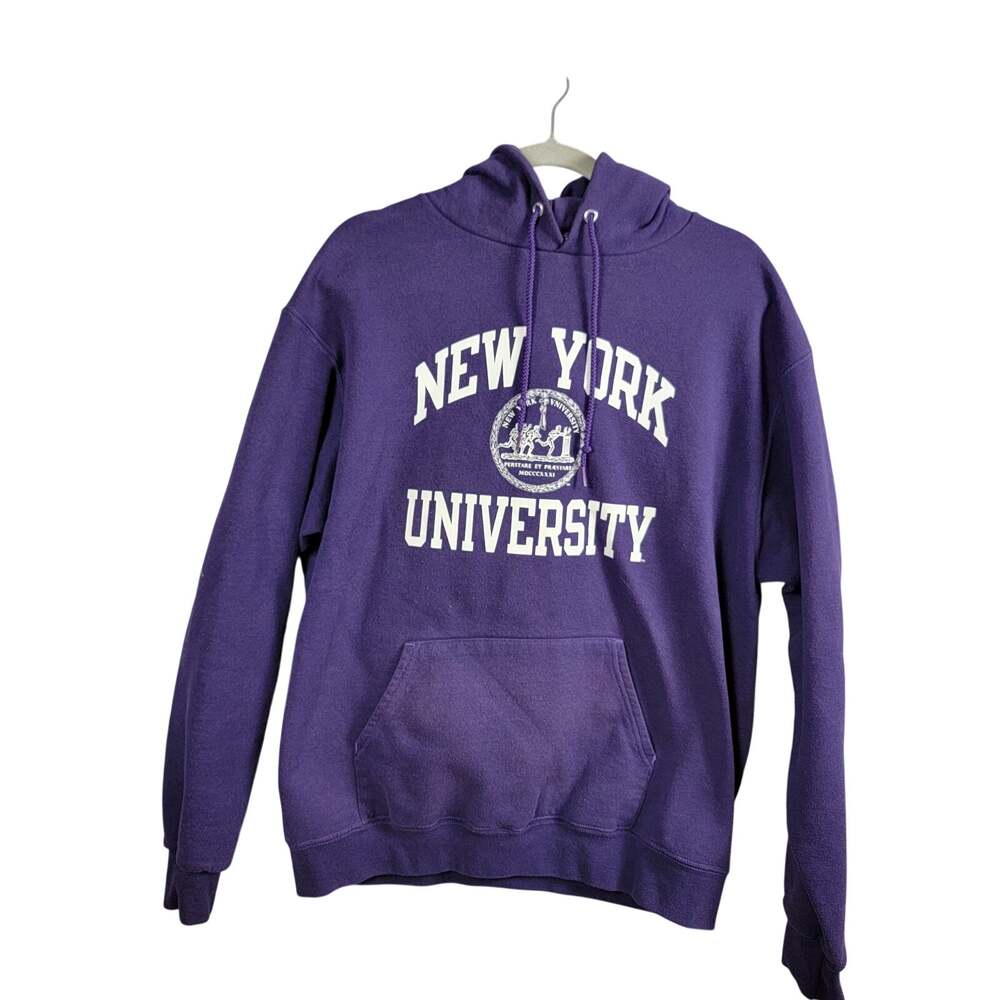 Vintage Champion NYU Hoodie Purple Large College Sweatshirt Pre-Owned